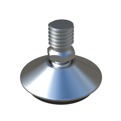 Nos pieds réglables ont une base en acier. Si vous cherchez cette pièce sans inclinaison: MNI.