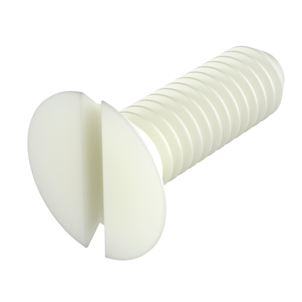 Notre vis à tête fraisée plate fondue (DIN 963) fabriqué en <b>PA66</b>, offre une excellente résistance aux produits chimiques (voir fiche technique), un bon niveau de rigidité diélectrique, ne s´oxide pas et prévient les dommages dûs à la surtension.<br><i>Les filetages M2 et M2,5 sont fournis seulement en PA66</i>.