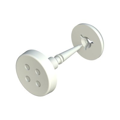 Ce clip-rivet est formé de 2 parties: une partie mâle en acétal (POM) et une partie femelle (bouton) en PA66. Ce clip-rivet punaise au design idéal, permet, par exemple, de servir de bouton de secours, et ne nécessite ni fil ni couture. La partie mâle dispose d'une forme pointue qui peut traverser des superficies molles sans avoir à percer de trous. Une fois clipé avec la partie femelle, le bout qui dépasse doit être cassé, et le bout restera protégé par le bouton.
