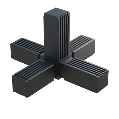 Notre raccord en A a été crée pour connecter 5 tubes carrés. Il est fourni sans coeur en acier ou avec un coeur en acier (d´acier, en acier inoxidable, ou en acier zingué).