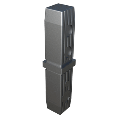Le connecteur en ligne a été conçu pour connecter <b>2 tubes carrés</b> unidimensionnels et unidirectionnels.
Fourni <b>avec</b> ou <b>sans coeur en acier</b> (S) ou <b>en acier zingué</b> (ZCS) - connecteur en deux parties.
Ils permettent de construire des cadres soumis à de <b>faibles charges statiques - moyennes</b> ou <b>élevées</b> - selon qu'ils incorporent ou non le noyau en acier.
Si vous souhaitez intégrer un renfort externe (rivets, goupilles, etc.), et pour éviter l'effet de corrosion par contact, évitez de percer le noyau en acier.
Le <b>Nylon</b> (PA6) avec lequel il est fabriqué se caractérise par sa haute résistance (impact) et ses grandes propriétés contre le vieillissement (très longue durée de vie). <br>
Pour toute autre spécification du produit, consultez notre bureau commercial.