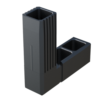 Notre raccord en L a été crée pour connecter 2 tubes carrés. Il est fourni sans coeur d´acier.