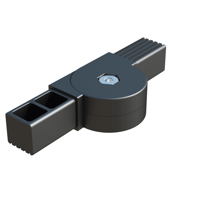 Le raccord <b>articulé</b> THCLP a été conçu pour connecter <b>2 tubes carrés</b>.
La <b>plage d'articulation</b>, ainsi que le type de rotation et de verrouillage, varient entre chaque référence et peuvent être consultés dans la colonne <b>'Angle'</b>. <br>
Le <b>Nylon</b> (PA6) utilisé est très résistant et se caractérise par une très longue durée de vie et une grande résistance au vieillissement. Selon la référence, ils disposent d'un <b>renfort en fibre de verre</b> qui offre une plus grande rigidité, stabilité dimensionnelle et thermique.

<br><br> * <i><b>Type 1</b></i> : Mouvement rotation libre. <br> * <i><b>Type 2</b></i> : Mouvement rotation avec dents internes de 15º. <br> * <i><b>Type 3</b></i> : Mouvement rotation avec bloqueur interne dans les positions de 0º, 90º, 180º. <br> * <i><b>Type 4</b></i> : Mouvement rotation avec butée de verrouillage à 180º. <br><br>

Veuillez consulter notre bureau de vente si la mesure ou toute autre spécification de produit ne fait pas partie de notre programme standard.<br>