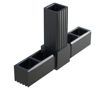 Notre raccord en T a été crée pour connecter 3 tubes carrés. Il est fourni sans coeur en acier.