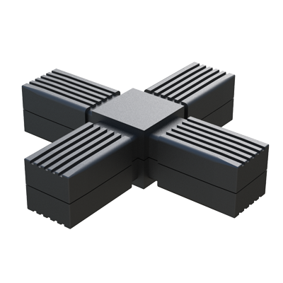 Notre raccord en X a été crée pour connecter 4 tubes carrés. Il est fourni sans coeur en acier ou avec un coeur en acier (d´acier, en acier inoxidable, ou en acier zingué).